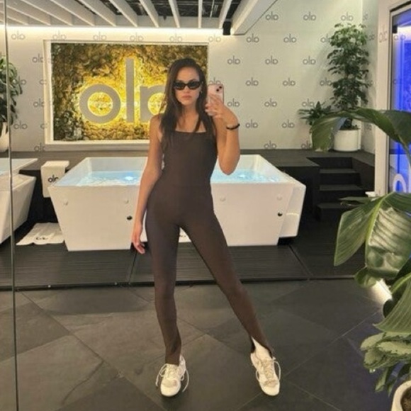 ALO Yoga Pants - Alo Airlift Disco Daze Onesie in Espresso